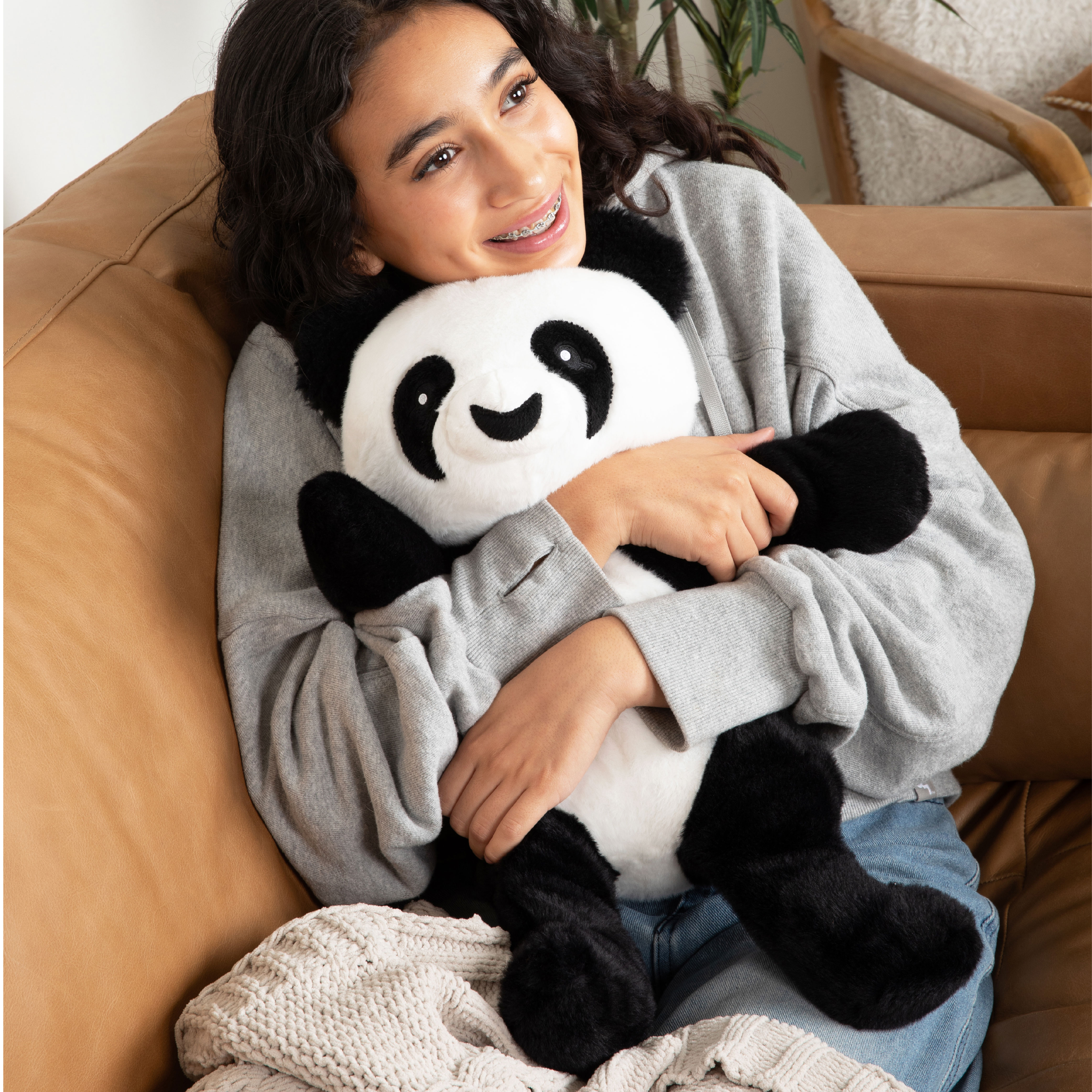 Hugimals Bowie the Panda 4.5lbs Weighted Self Care Stuffed Animal Stress and Anxiety Relief Plush for Adults and Kids