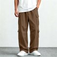 thumbnail image 5 of Sentuca Boys Cargo Pants Baggy Elastic Waist Hiking Pant with Pockets Wide Leg Casual Fashion Sports Teen Trousers Size 14-15Y, Brown, 5 of 8