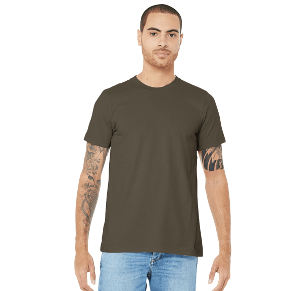 Bella Canvas Jersey T-Shirt Single Pack, Men's Crewneck Short Sleeves Army Tee, S