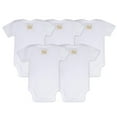thumbnail image 2 of Burt's Bees Baby 100% Organic Cotton Unisex Short Sleeve Cloud White Bodysuits, 5-Pack, 2 of 7