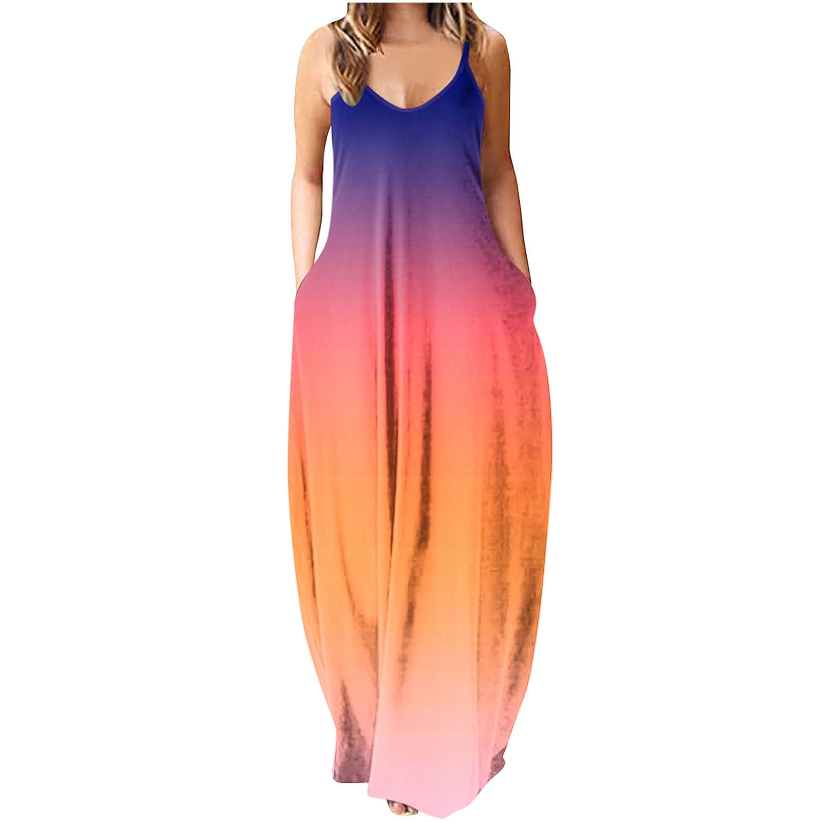 Lisbinx Midi Dresses for Women Sleeveless V-Neck Gradient Sun Dress Tank  Dresse Minimalist Design Regular Fit Pleated Design Linen Casual for  Picnics and Outdoor Events Holiday - Walmart.com