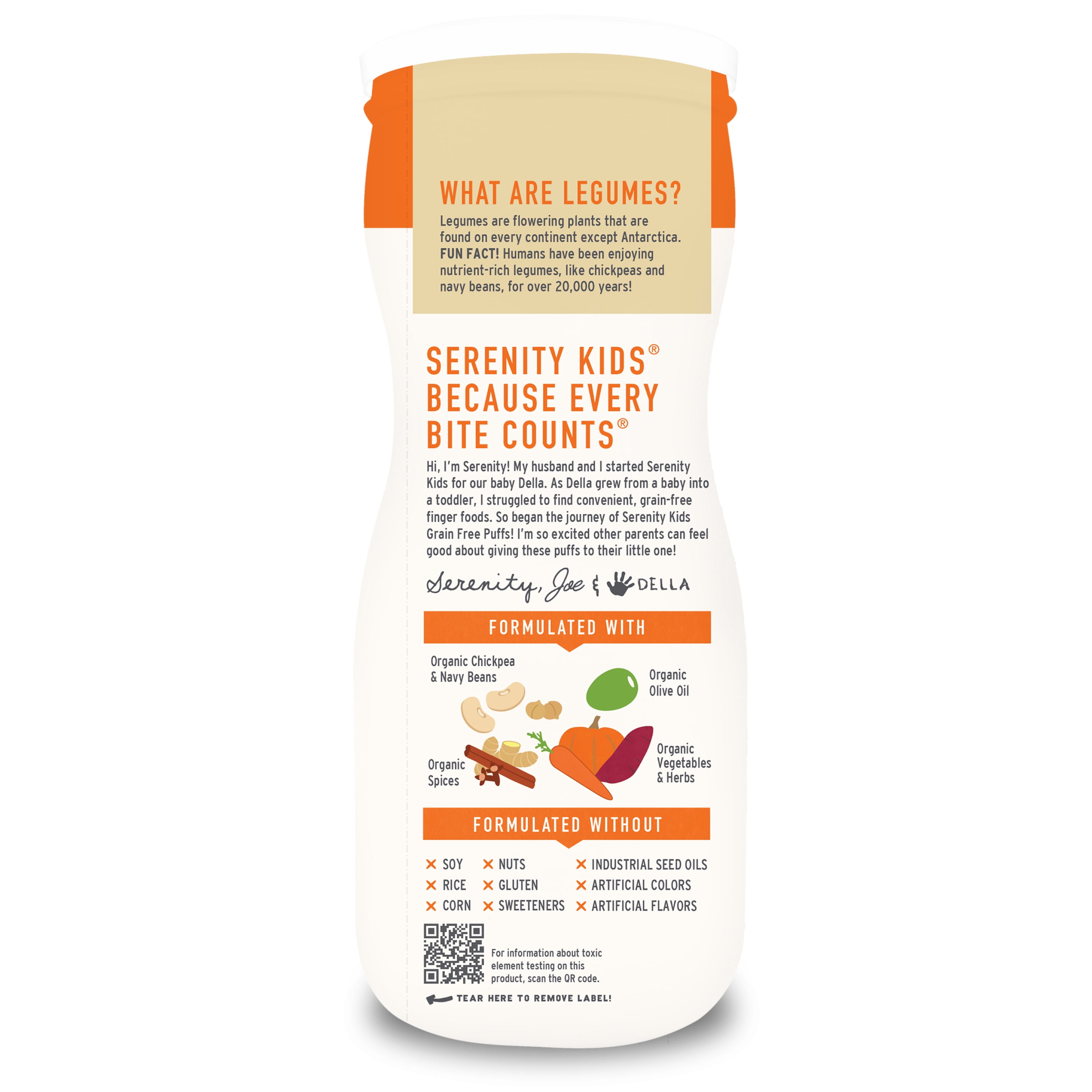 Serenity Kids Pumpkin & Cinnamon Organic Grain Free Puffs Baby & Toddler Snacks - 1.5oz