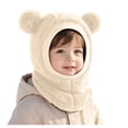 thumbnail image 5 of Wxirdrow Infant Toddler Beanie Kint Hat Baby Boys Girls /Winter Baby Warmth Adding CuteEared Hooded Windproof Hat Scarf Cap Beige,6-36 Months, 5 of 9
