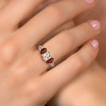 thumbnail image 4 of Gem Stone King 925 Sterling Silver Peach Morganite and Red Garnet Filigree Style 3 Stone Ring for Women (2.14 Cttw, Oval 8X6MM and 6X4MM) (Size 9), 4 of 6