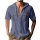 thumbnail image 2 of pstuiky Camisas de manga corta para hombre, Blusa informal de manga corta con capucha, botones y bolsillo con cordón de color sólido para hombre. camisas casuales para hombre l, 2 of 6