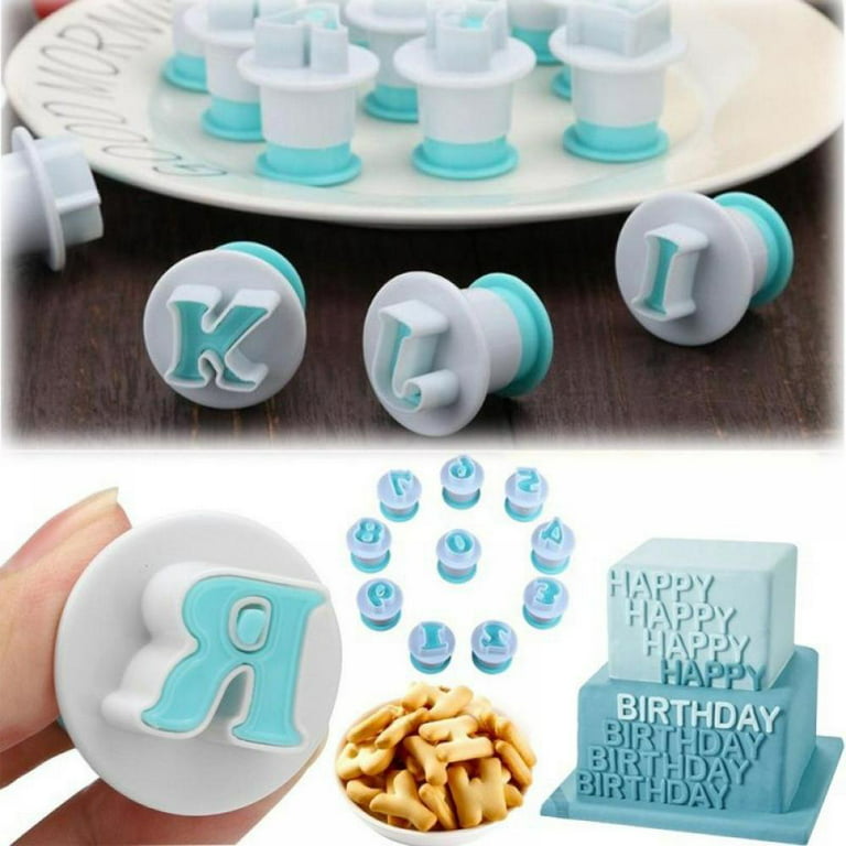 Fondant Alphabet/Letter Cutters set,Cake Biscuit Mold,Cake Decorating  Tools, Cookie Stamp Impress,Embosser Cutter,DIY Sugar Cookies Chocolate  Plunger 
