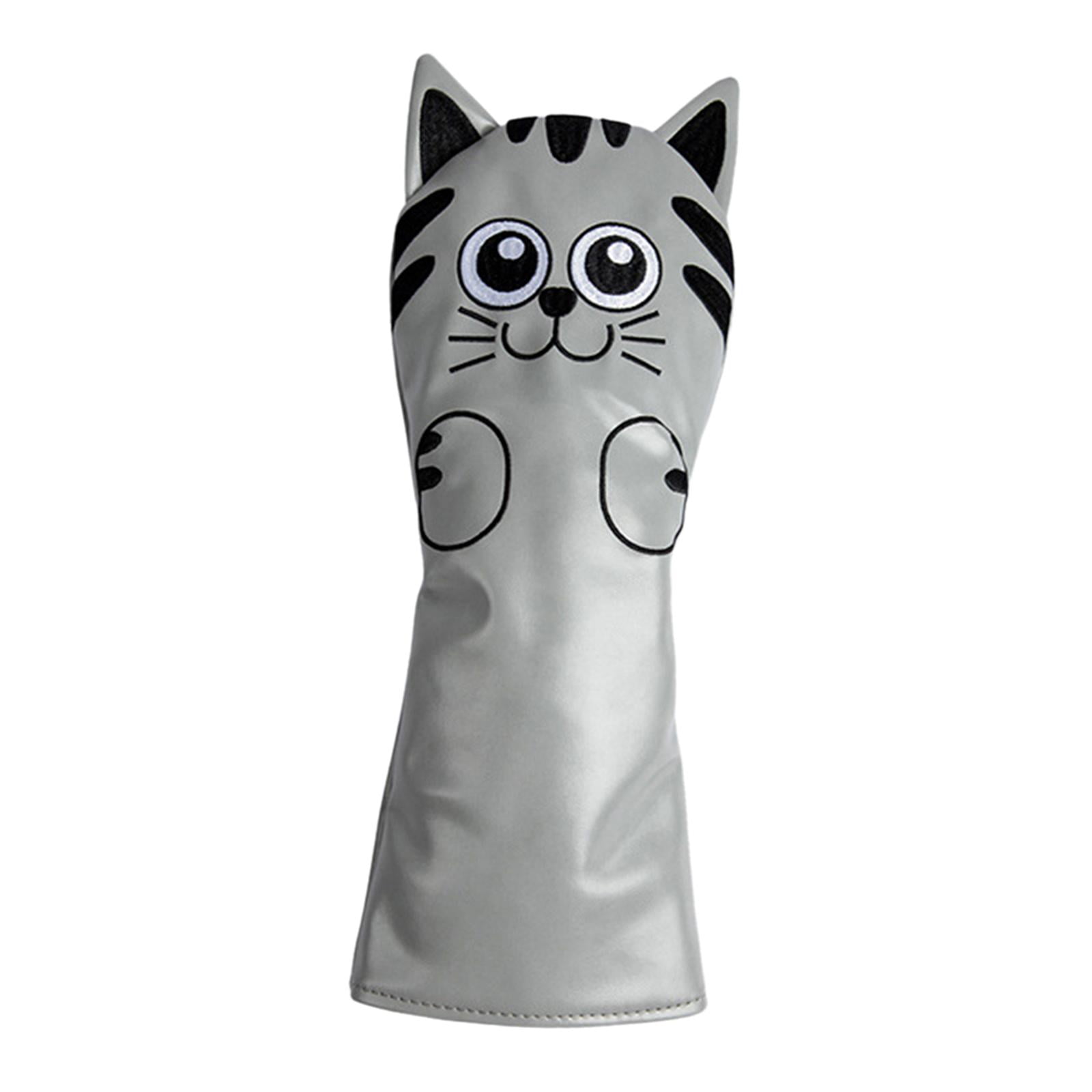 harayaa Golf Club Head Covers Mallet Putter Cat Pattern Accessories Putter Cue Headcover Driver Grey