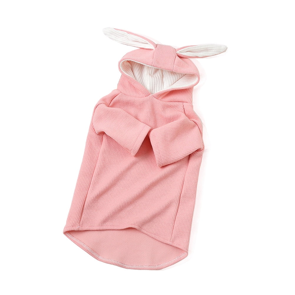 Rabbit Ear Hoodie Pet Clothes with Hat Adorable Knitted Costume for