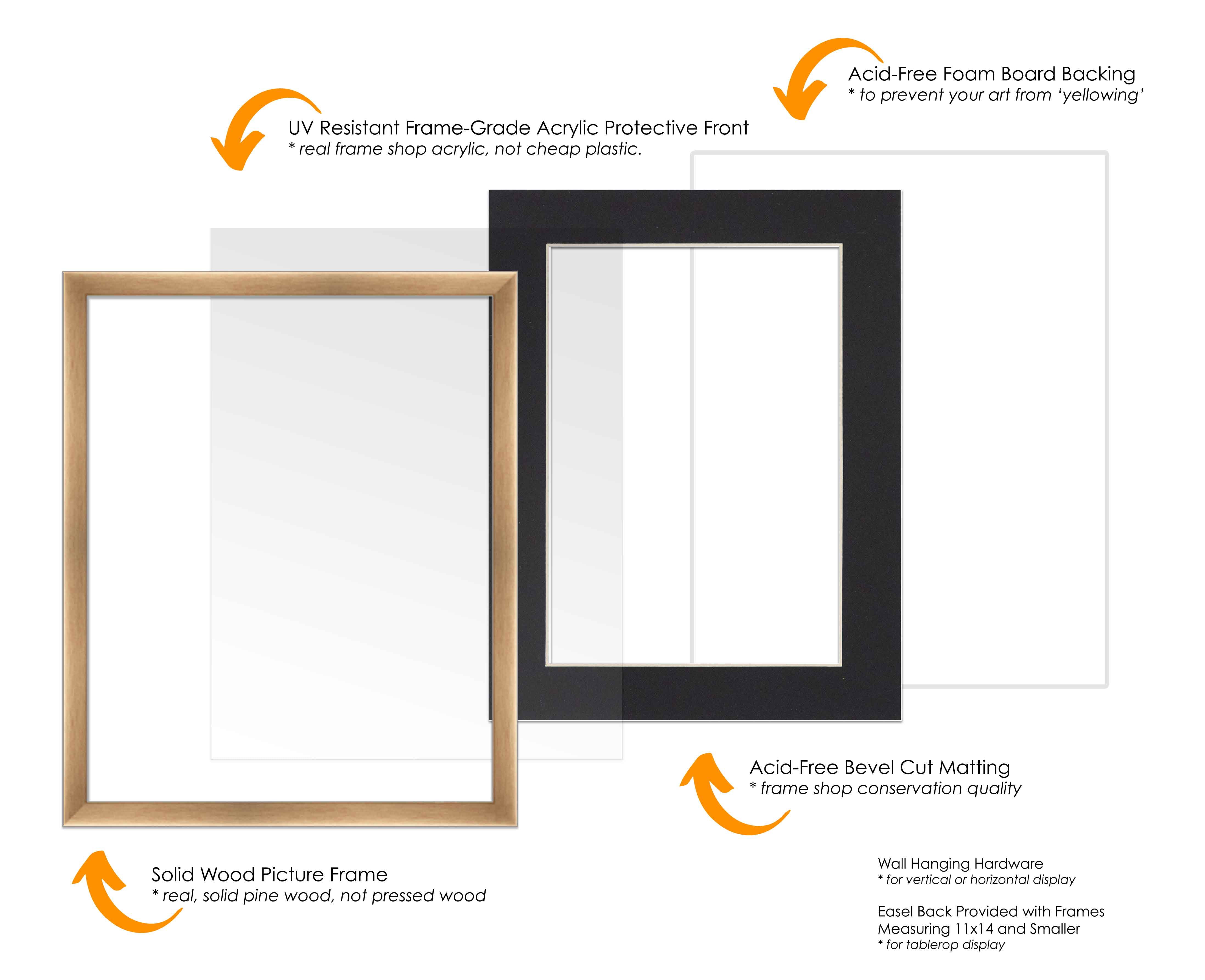 12x18 Frame Bronze With Black Picture Mat For 12x18 Photo - Bronze 18x24 Frame To Display Print or