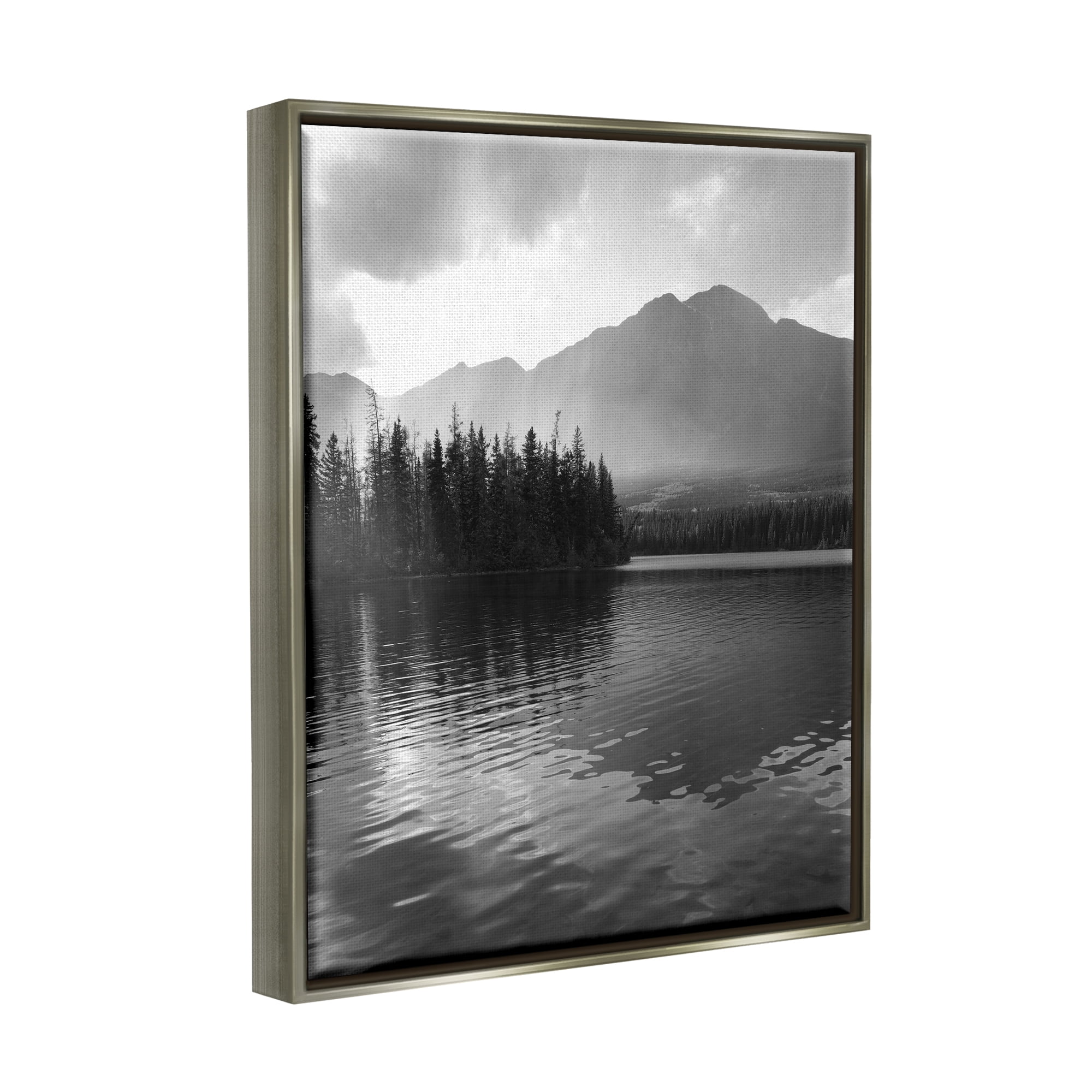 Stupell Industries Lake Ripples Scenery Landscape Photography Gray Floater Framed Canvas Art Print Wall Art, 25 x 31