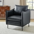 thumbnail image 2 of Vegan Leather Upholstered Accent Chair Lounge Armchair Sofa Moveable Cushion Metal Legs Reception Bedroom Navy, 2 of 7
