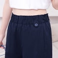 thumbnail image 2 of Pantalones de Pierna Ancha de Nuevo Estilo de Verano para Mujer, Pantalones de Pierna Recta con Cintura Elástica, Pantalones Largos Casuales a la Moda, Pantalones Azul Marino, 2 of 8
