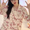 thumbnail image 2 of Sanrios Hello Kitty Short Section Ladies Pyjamas Set Pyjamas Women Summer Kawaii Cartoon Loose Pajamas Pajama Trousers Set, 2 of 6