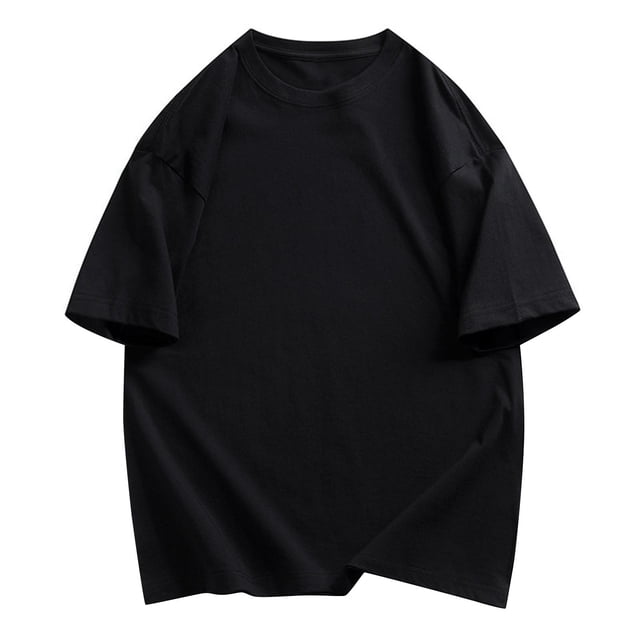 AherBiu T-Shirts pour Hommes Grande Taille Col Rond Ample Léger Décontracté Été T-Shirt en Coton Uni T-Shirts