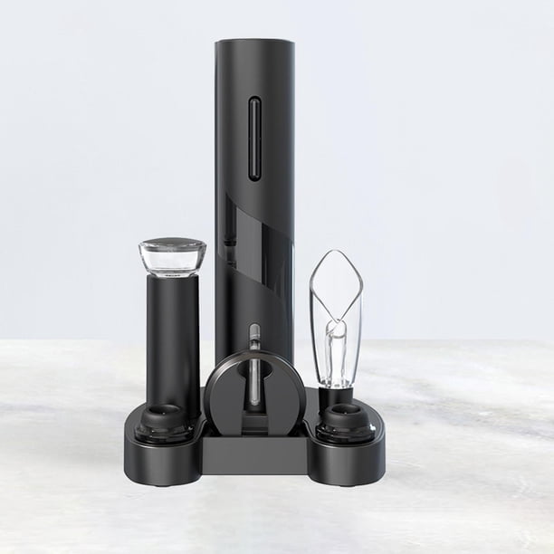 Abridor eléctrico con base de carga y de papel de aluminio, abridor automático de botellas de material acero inoxidable, abridor de - Paquete B Macarena saca corchos
