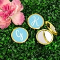 thumbnail image 2 of Koyal Wholesale Gold Compact Mirror Bridesmaid's Wedding Gift, Baby Blue, Monogram Letter G, 1-Pack, 2 of 5