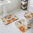 thumbnail image 3 of Vintage Flower Dahlia Bathroom Rugs Set Revivalism Plant Watercolor Non Slip Absorbent Soft Bath Mats 3 Piece Set with Bathroom Rug, U-Shaped Floor Mat, Toilet Seat Cover Large Size, 3 of 9