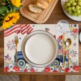 thumbnail image 4 of 4th of July Placemats Set of 12, Blue Truck American Flag Firework Flowers Placemats for Dining Table, Place Mats for Kitchen Tabletop, Waterproof Wipeable Dining Table Mats Set, 4 of 9