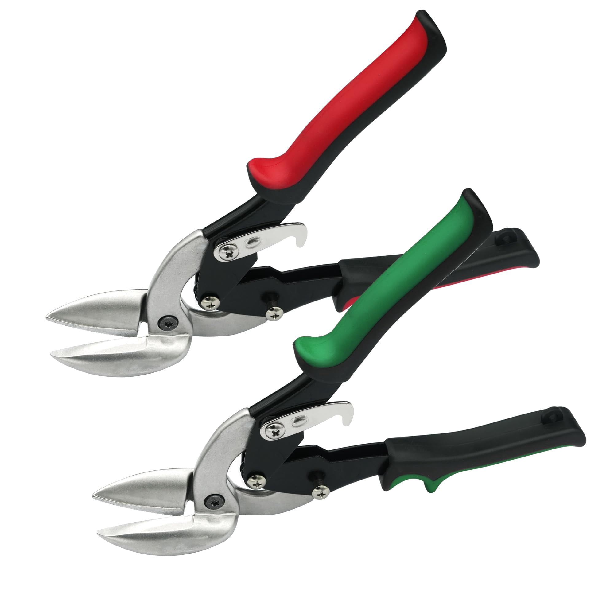 2pcs Left And Right Regular Tin Shears Metal With Comfort Grip Safety Lock Suitable For Thin  Moderately Hard Materials