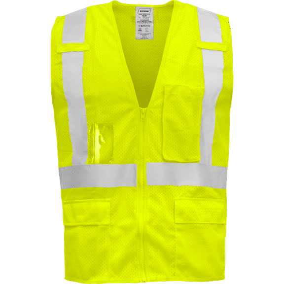 Ironwear 1284 Class 2 Safety Vest w/ Zipper, Radio Clips & ID Holder
