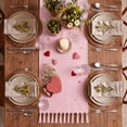thumbnail image 3 of Sm:)e Pink Tassel Table Runner, 13x36 Inches, Boho Linen Blend Rustic Farmhouse Style, Holiday Wedding Party Kitchen Table Decor, 3 of 6