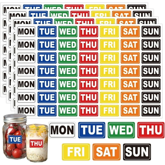 Day of The Week Labels 1.25X3/4inch Week Date Stickers Weekly Dates Planner Stickers 735Pc