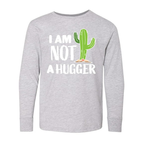 Inktastic I am Not a Hugger with Cactus Long Sleeve Youth T-Shirt