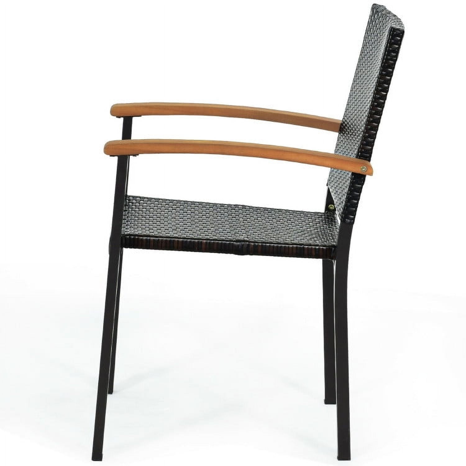 Canddidliike Set of 4 Outdoor Patio PE Rattan Dining Chairs with Powder-coated Steel Frame, Outdoor Stackable Dining Chairs, Comfortable Breathable Garden Outdoor Furniture for Backyard Deck