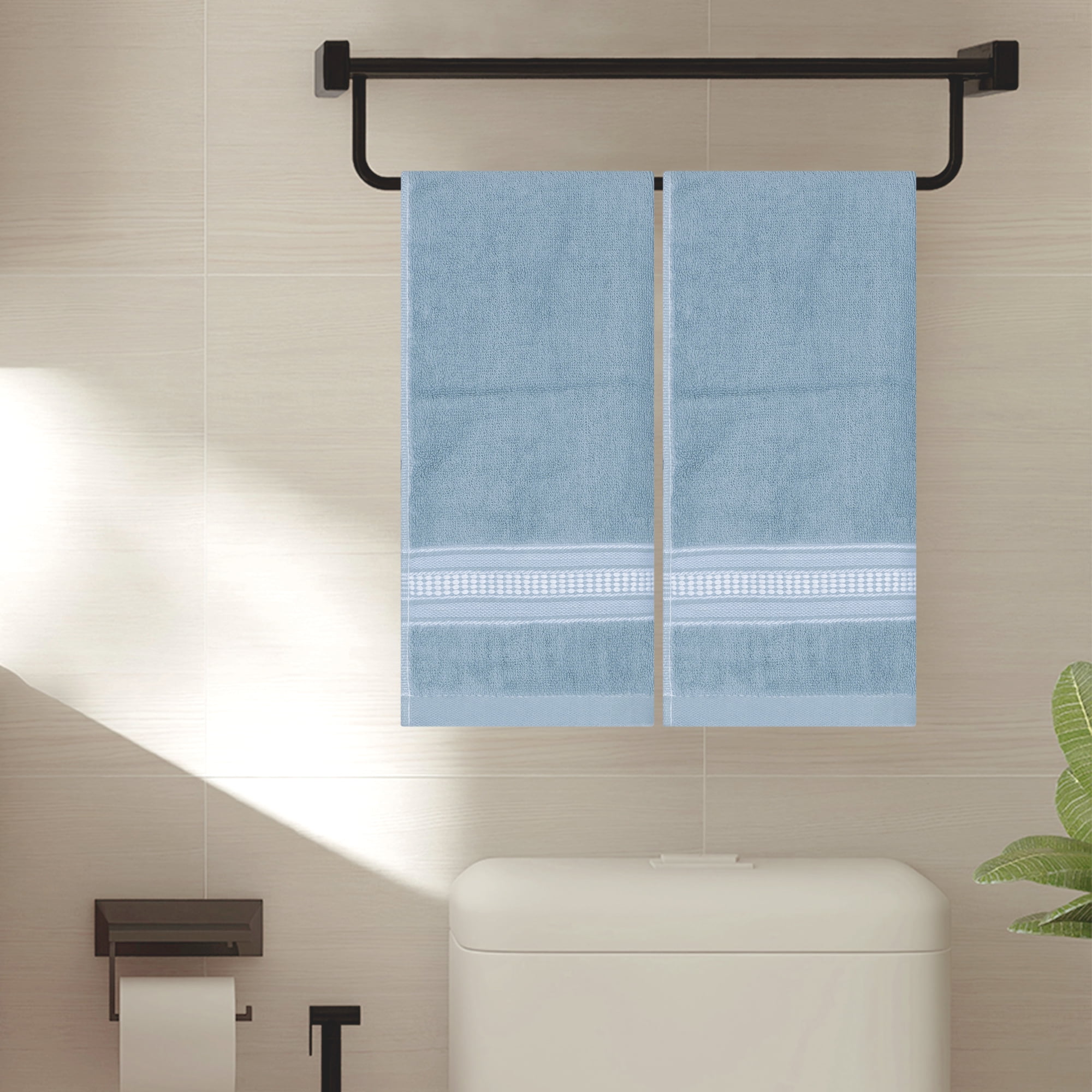Unique Bargains Plaid Pattern Hand Towels Comfort and Quick Drying Towel for Bathroom Blue 14" x 30" Blue/Pink 14" x 30"