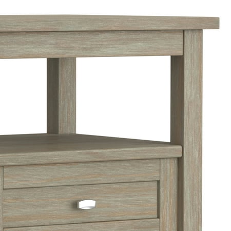 Simpli Home - Warm Shaker SOLID WOOD 20 inch Wide Rectangle Transitional End Side Table in Distressed Grey - Distressed Gray