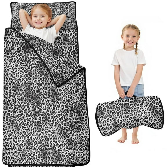 Black and Tan Leopard Print Toddler Nap Mats for Kids Preschool,Sleeping Mat Bag or Kids,Toddler Sleeping Bag,Toddler Nap Mat or Daycare