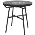 thumbnail image 1 of Round PE Rattan Side Table with Tempered Glass Top, Black Outdoor Accent Coffee Table with Powder Coated Metal Frame for Patio, Garden, and Backyard, 19.7" x 19.7" x 19.7", 1 of 7