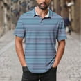 thumbnail image 2 of Kovlvoll Men's Shirts Summer Fashion Striped Buttons Lapel Collared Short Sleeve Loose Casual Basic Tee Shirt, 2 of 5