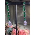 thumbnail image 2 of Gaspara Pear Cut Green Emerald & Moissanite Drop Dangle Women's Earrings 14K White Gold Finish, 2 of 7