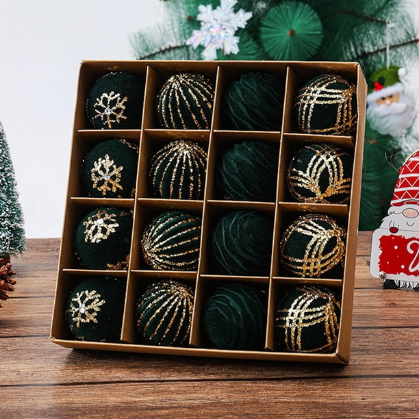 Fiudx Liquidación de ahorros de verano Juego de bolas de decoración navideña, colgante para árbol de Navidad, caja de regalo con bolas de Navidad pintadas de alta calidad, para niños y niñas, 16 piez