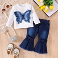 thumbnail image 2 of TOWED22 Toddler Infant Baby Girl Fall Winter Clothing Set 2 Piece Outfits Long Sleeve Crewneck Tee and Pants Soft for School(Blue,6-9 M), 2 of 9