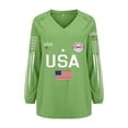 thumbnail image 3 of Helii Women's Independence Day 250th Anniversary Printed V Neck Long Sleeve T Shirt Vintage 1776-2026 USA Flag T Shirts 4th of July Summer Patriotic Tops Light Green S, 3 of 3