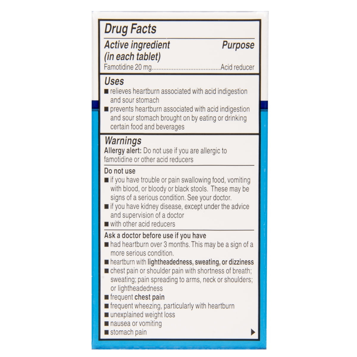 Equate Maximum Strength Famotidine 20mg Tablets, 25 Count, Compare to Maximum Strength PepcidÂ® AC Active Ingredient