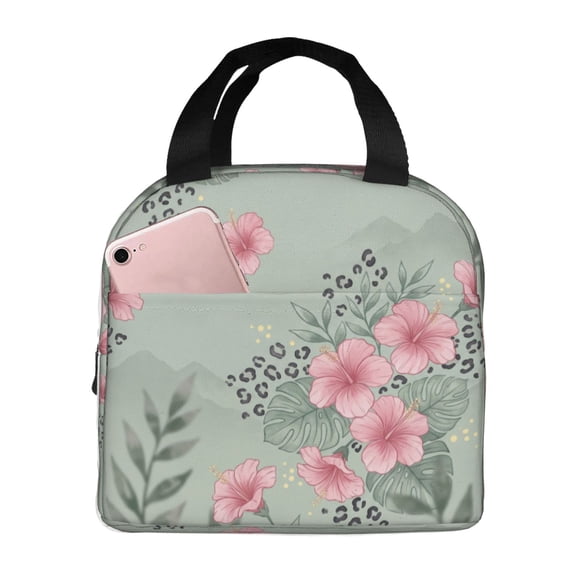 Flower Insulated Lunch Bag, Cute Flower Lunch Tote Bags Reusable Insulated Lunch Box Aesthetic Large Capacity Insulated Cooler For Women Work Travel Picnic