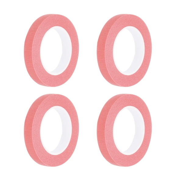 Uxcell 4Pcs 0.4 inch Wide 14 Yards Pink Masking Tape Painters Tape Rolls for Home Office