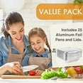 thumbnail image 5 of Aluminum Pans Trays with Deep Plastic Lids 25 Pack 3.58 Liter Disposable Containers with Heavy Duty Lids - 13"x9"x2.5" Inch Recyclable Deep Half Size Pans - Reusable Oven Air Fryer Freezer Safe Pan, 5 of 7