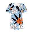 thumbnail image 5 of Itsame Short Sleeved Undershirt Tops for Womens Shirt T-Shirt Fashionable Printed Relaxed Round Neck Blouses Bule Size L, 5 of 6
