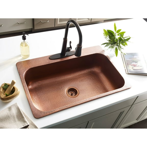 Sinkology Angelico Handmade 33'' L x 22'' W Drop-In Kitchen Sink