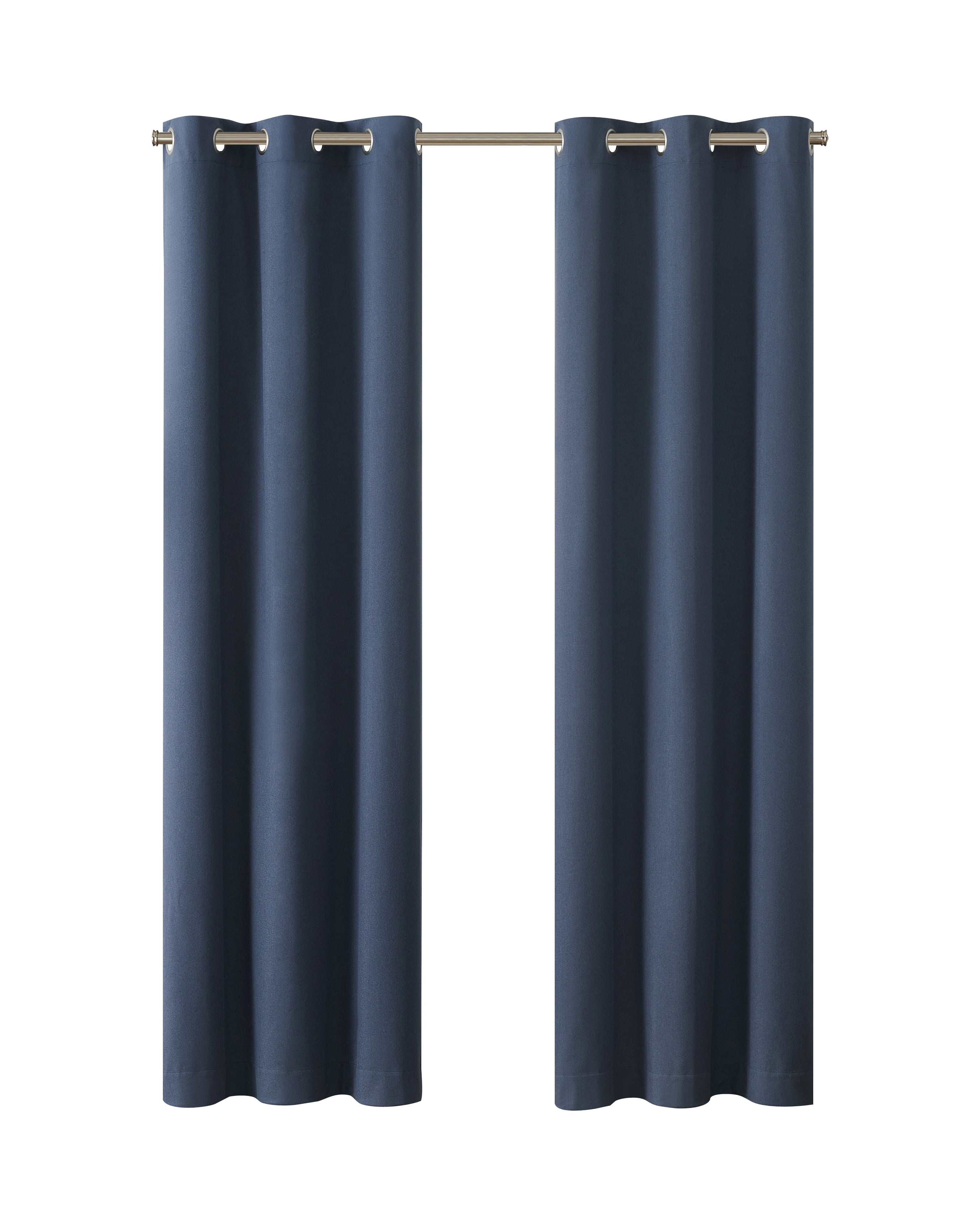 Eclipse Corte Solid Washed Indigo Blackout Grommet Top Single Curtain Panel, 52" x 84"