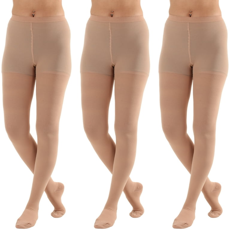 3 Pairs) Made in USA - Plus Size Support Pantyhose 20-30mmHg