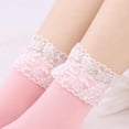 thumbnail image 4 of Bibifish Womens Socks Soft Solid Color Soft Crew Socks Elegant Trendy Lace Splice Socks Soft Breathable Mid Calf Socks For Ladies, 4 of 7