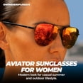 thumbnail image 3 of grinderPUNCH Polarized Aviator Sunglasses Men Women Retro Vintage Pilot Sun Glasses UV400 Protection - Red, 3 of 9