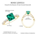 thumbnail image 6 of Rosec Jewels Certified Lab Grown Emerald Princess Cut Engagement Ring - Emerald Moissanite Ring (2.4 Carat, AAAA Quality), 10K Yellow Gold, US 6.50, 6 of 7