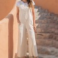 thumbnail image 5 of Women's Summer Sleeveless Bib Overalls Button Casual Loose Baggy Wide Leg Jumpsuits Romper with Pockets Womens Clothes, 5 of 7