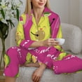 thumbnail image 6 of Uemuo Pink Green Avocado Pattern Womens Pajama Sets,PJ Set for Women,Pajamas for Women Logo,Long Sleeve Pajama Set for Women,Soft Long Sleeve Top With Pants-X-Large, 6 of 9